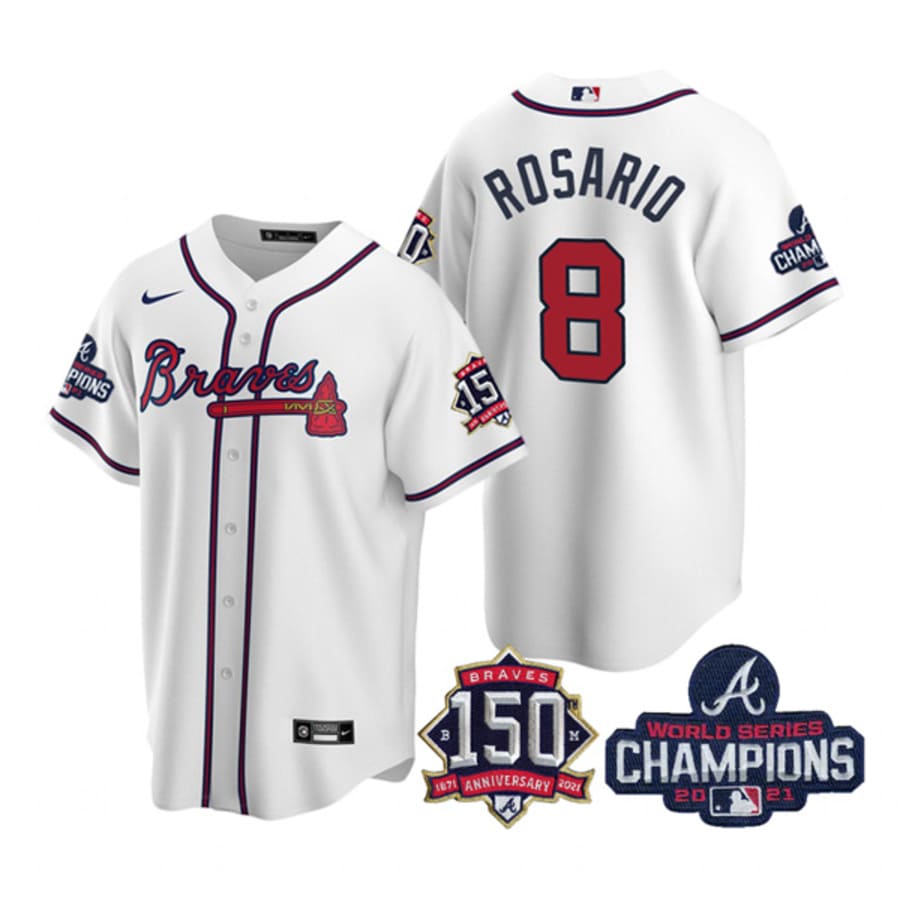 Men's Atlanta Braves Eddie Rosario White 2021 World Series Champions Cool Base Jersey