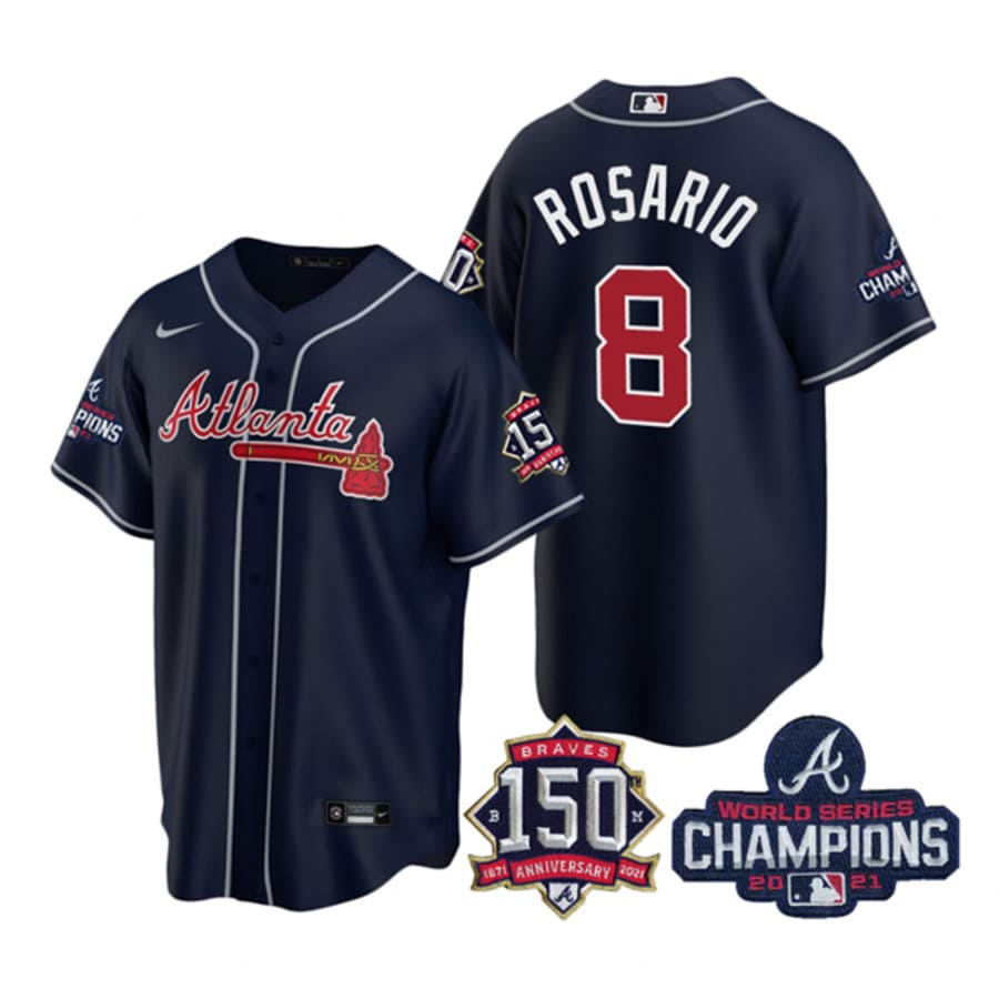 Men's Atlanta Braves Eddie Rosario Navy 2021 World Series Champions Cool Base Jersey