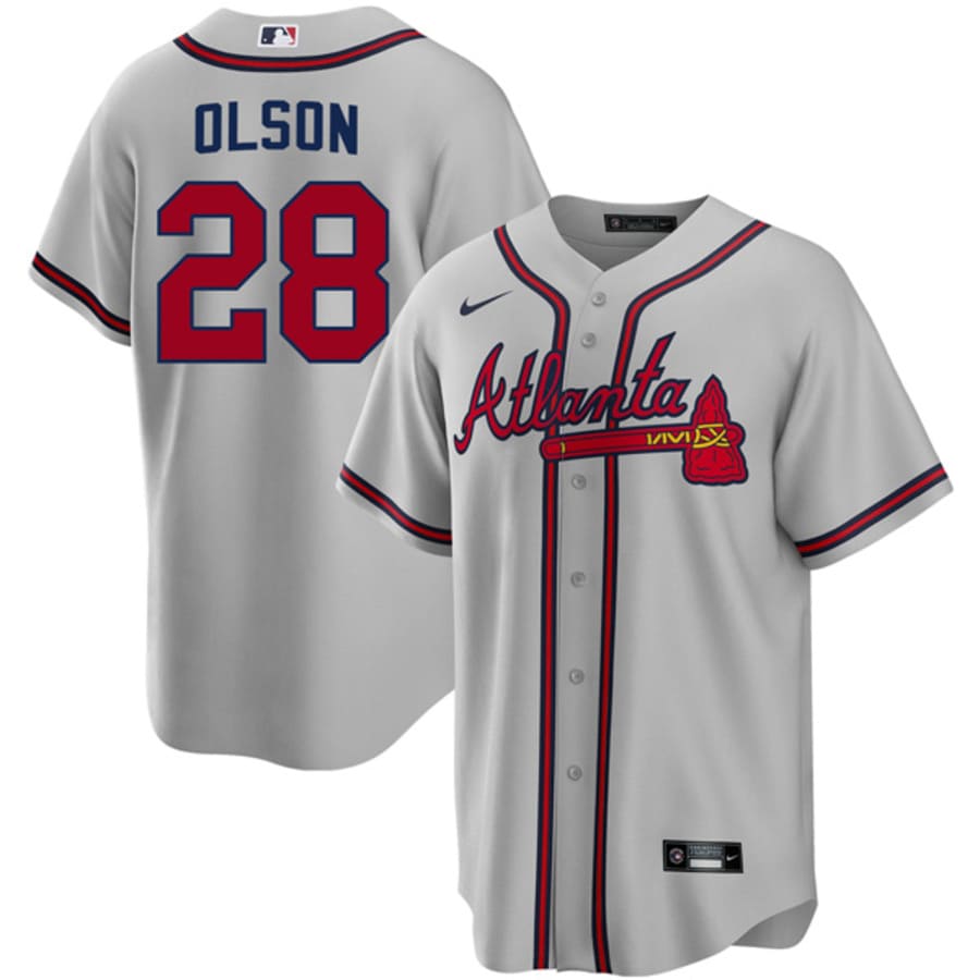 Men's Atlanta Braves Matt Olson Gray Road Player Jersey