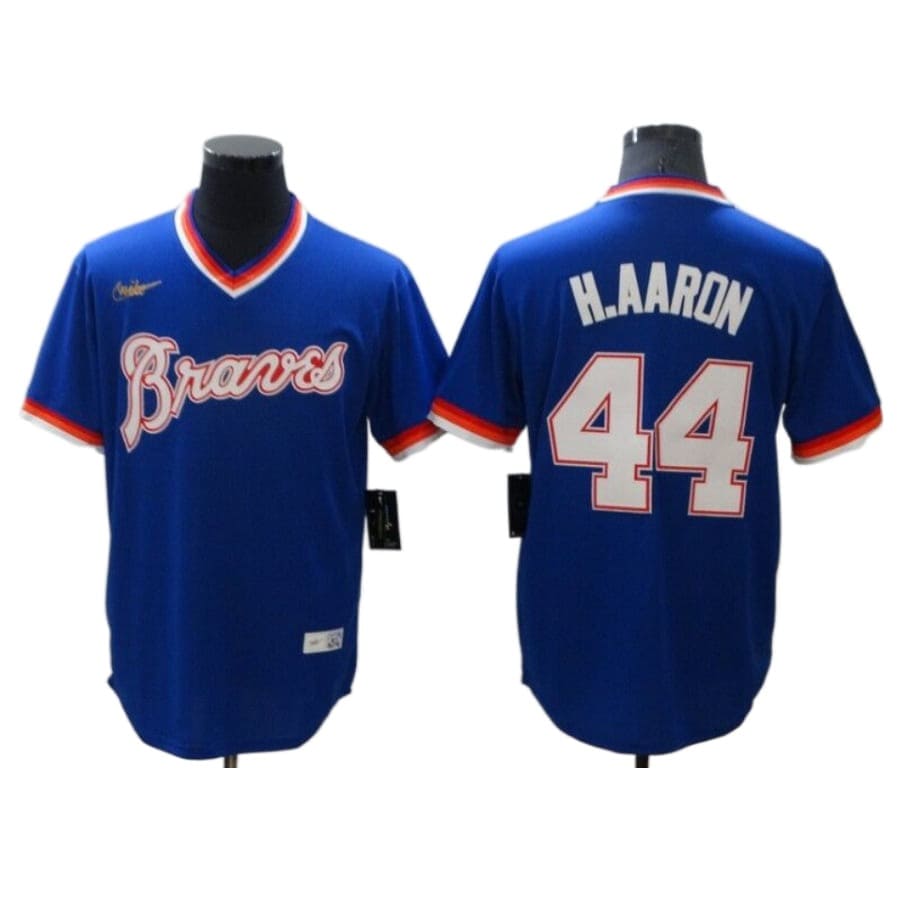 Men's Atlanta Braves Hank Aaron Royal Cooperstown Collection Jersey