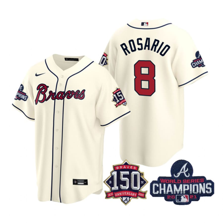 Men's Atlanta Braves Eddie Rosario Cream 2021 World Series Champions Cool Base Jersey