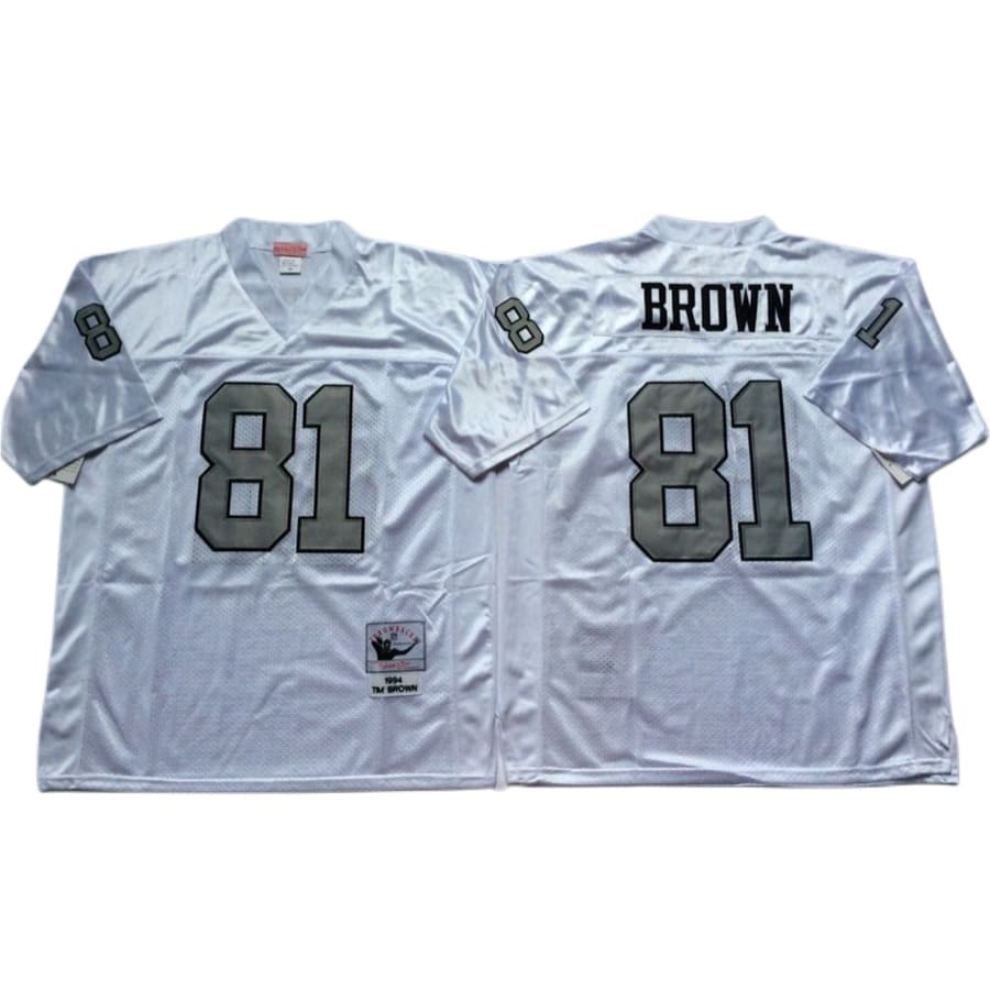 Men's Las Vegas Raiders Tim Brown Mitchell & Ness White Silver 1994 Throwback Jersey