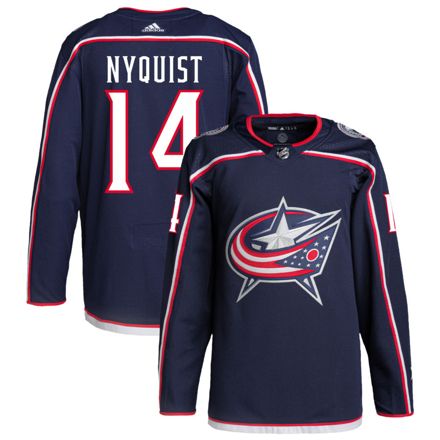 Men's Columbus Blue Jackets Gustav Nyquist Navy Home Authentic Player Jersey