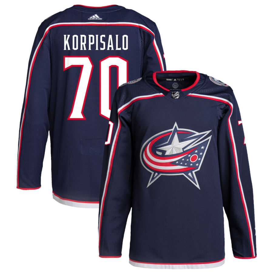 Men's Columbus Blue Jackets Joonas Korpisalo Navy Home Authentic Player Jersey