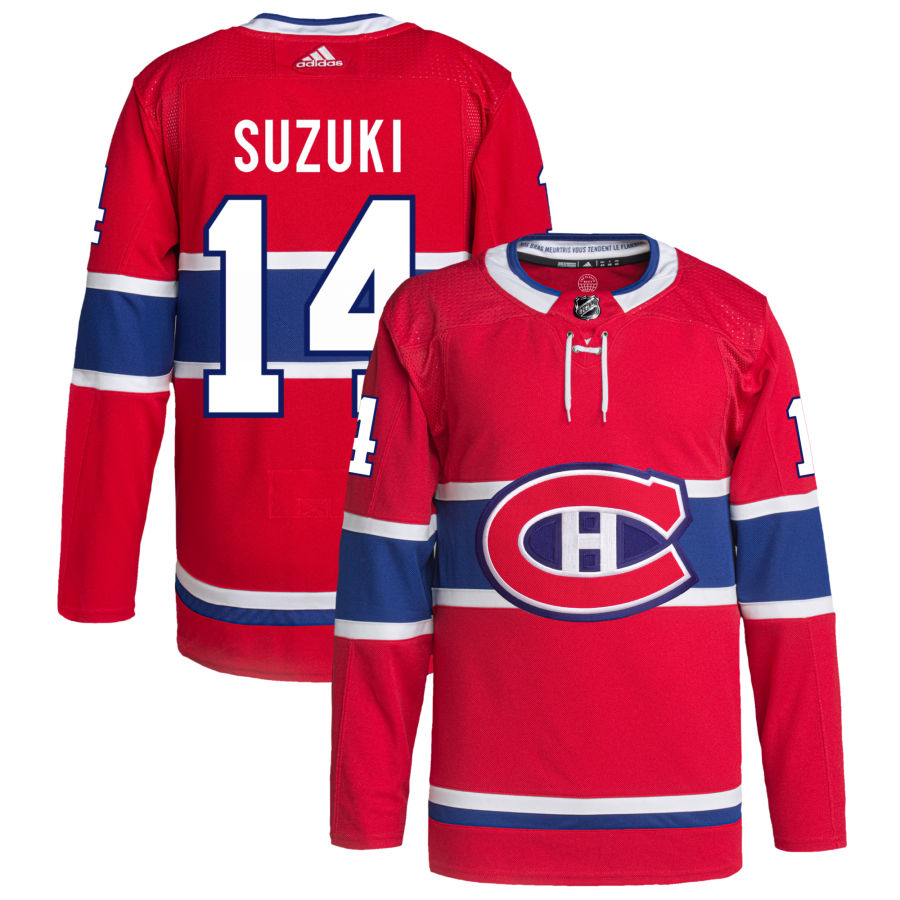 Men's Montreal Canadiens Nick Suzuki adidas Red Home Primegreen Authentic Pro Jersey