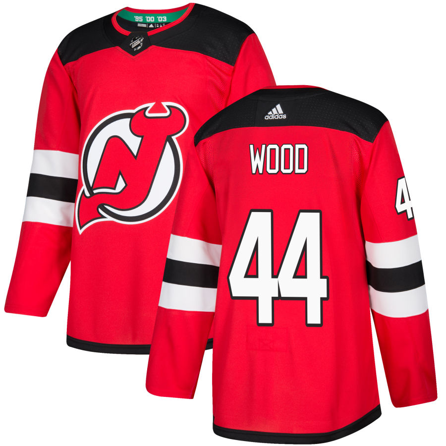 Men's New Jersey Devils Miles Wood Red Home Primegreen Authentic Pro Player Jersey