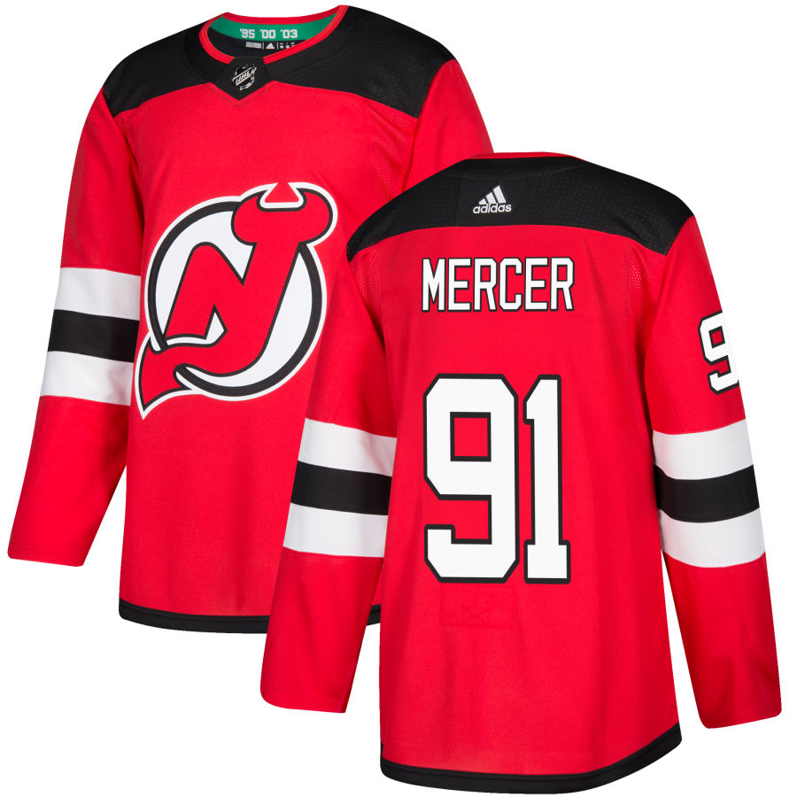 Men's New Jersey Devils Dawson Mercer adidas Red Authentic Jersey