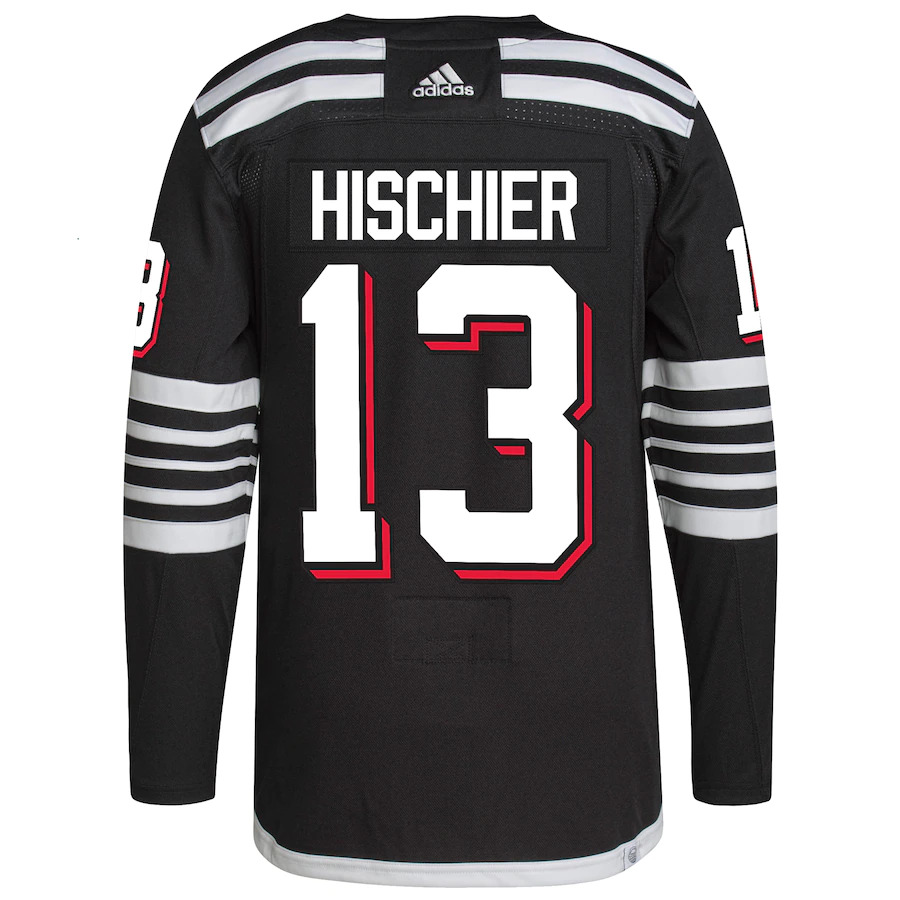 Men's New Jersey Devils Nico Hischier Black Alternate Primegreen Authentic Pro Player Jersey
