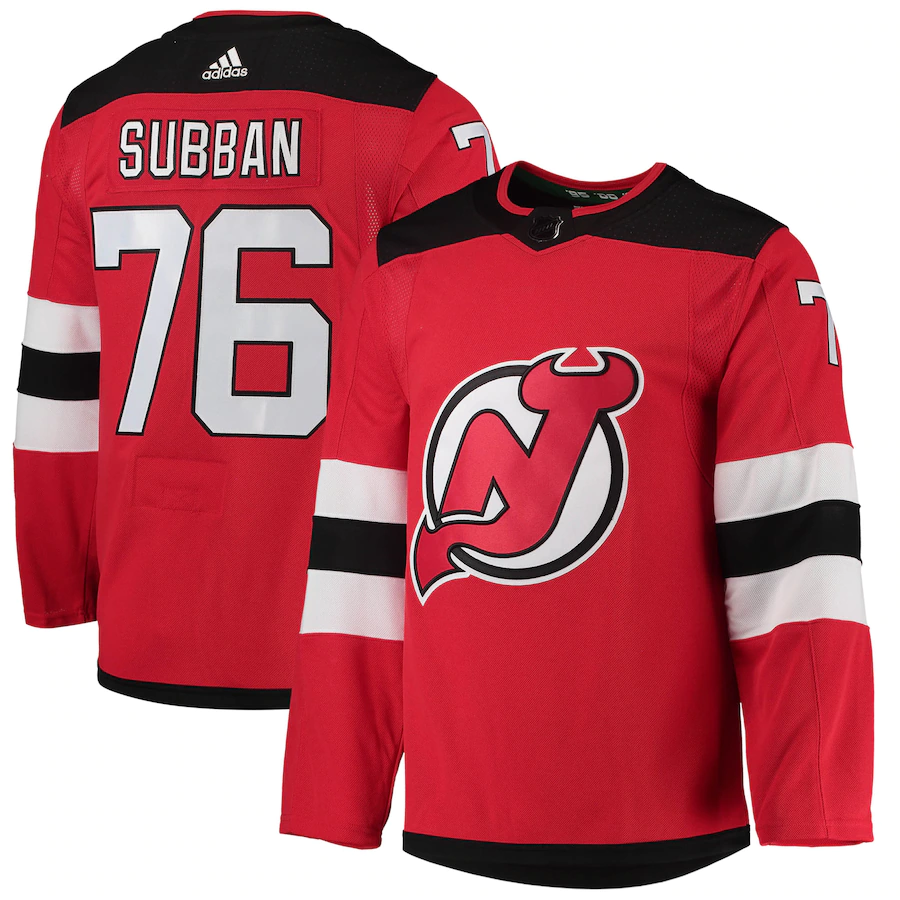 Men's New Jersey Devils P.K. Subban adidas Red Home Primegreen Authentic Pro Player Jersey