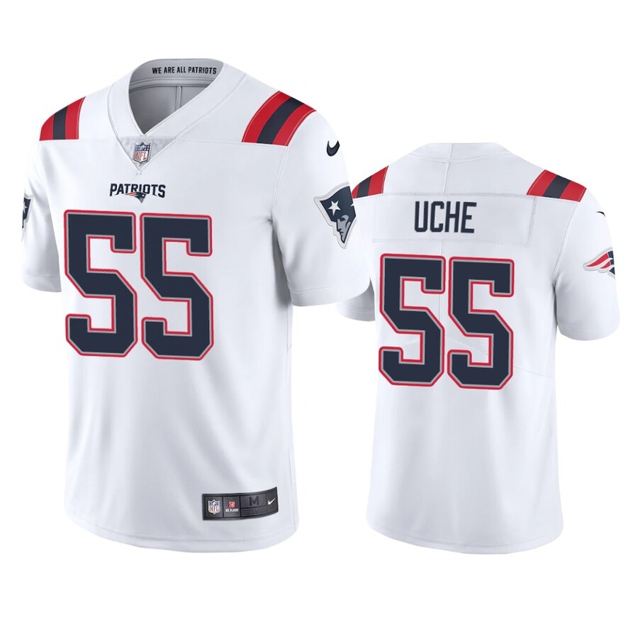 Men's New England Patriots Josh Uche White Vapor Limited Jersey
