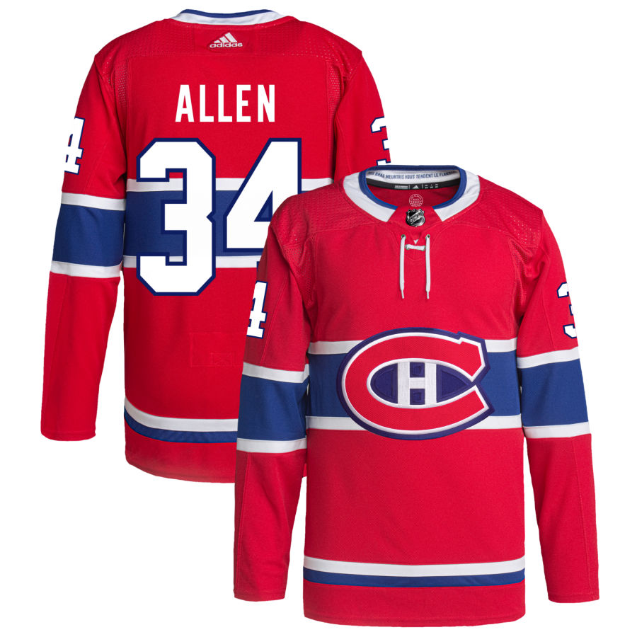 Men's Montreal Canadiens Jake Allen adidas Red Home Primegreen Authentic Pro Jersey
