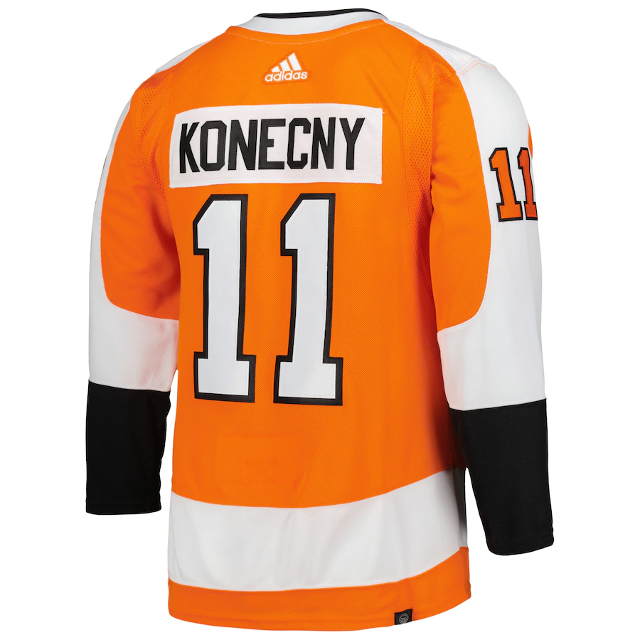 Men's Philadelphia Flyers Travis Konecny Orange Primegreen Authentic Home Player Jersey