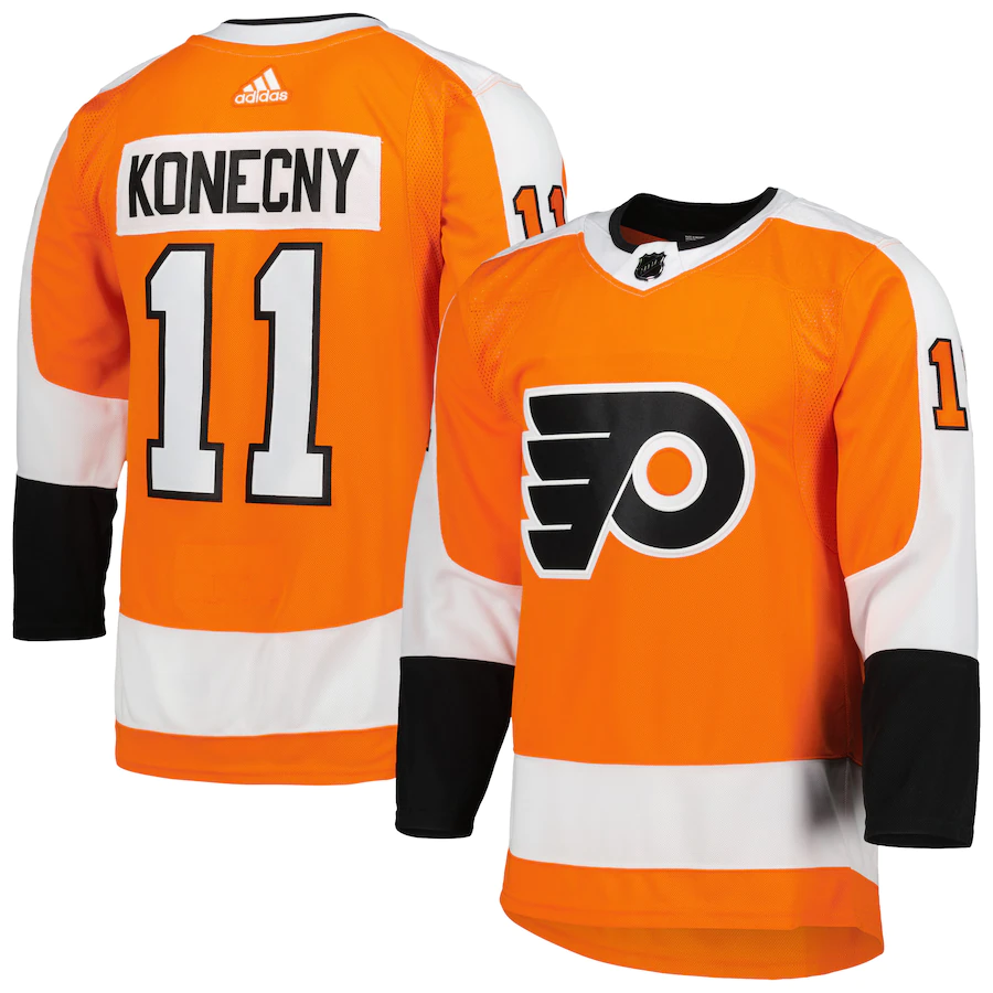 Men's Philadelphia Flyers Travis Konecny Orange Primegreen Authentic Home Player Jersey