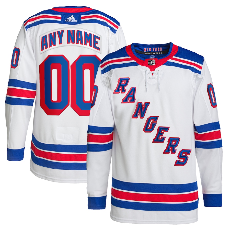 Custom Men's New York Rangers adidas White Away Authentic Jersey