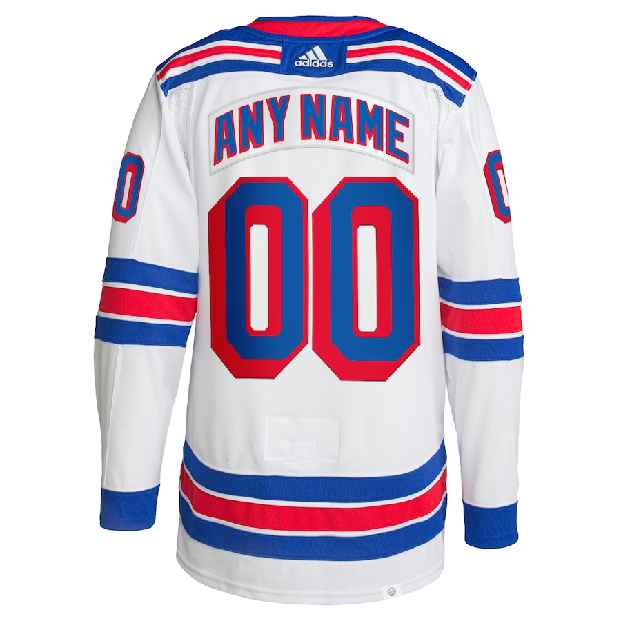 Custom Men's New York Rangers adidas White Away Authentic Jersey
