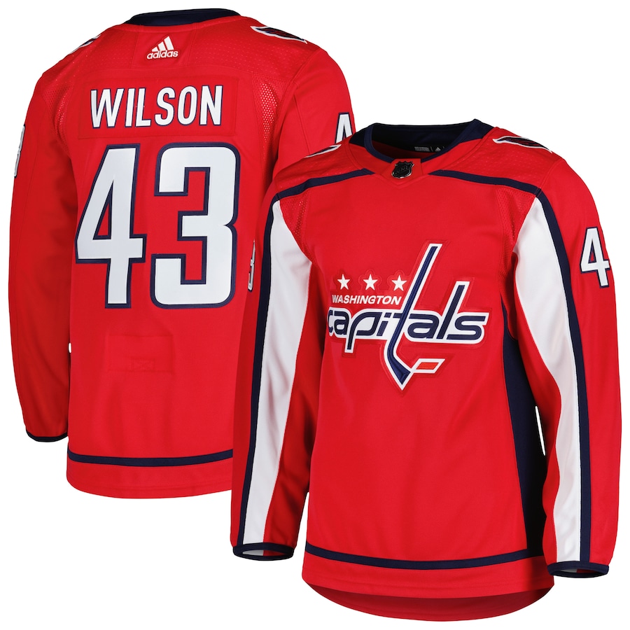 Men's Washington Capitals Tom Wilson Red Home Captain Patch Authentic Player Jersey
