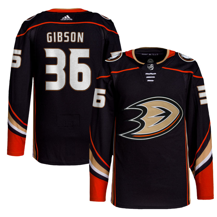 Men's Anaheim Ducks John Gibson Black Home Authentic Player Jersey