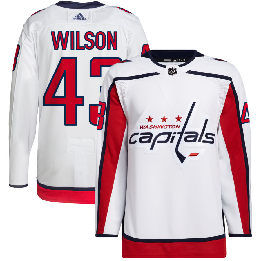 Men's Washington Capitals Tom Wilson White Away Authentic Player Jersey