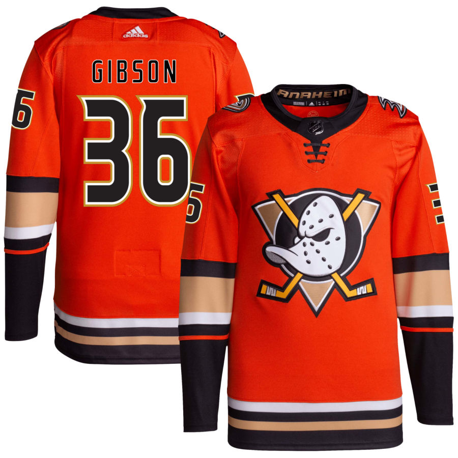 Men's Anaheim Ducks John Gibson Orange Alternate Primegreen Authentic Pro Jersey