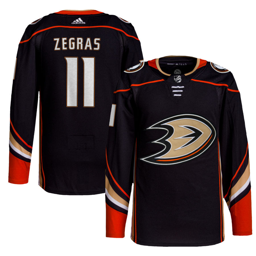 Men's Anaheim Ducks Trevor Zegras adidas Black Home Authentic Player Jersey