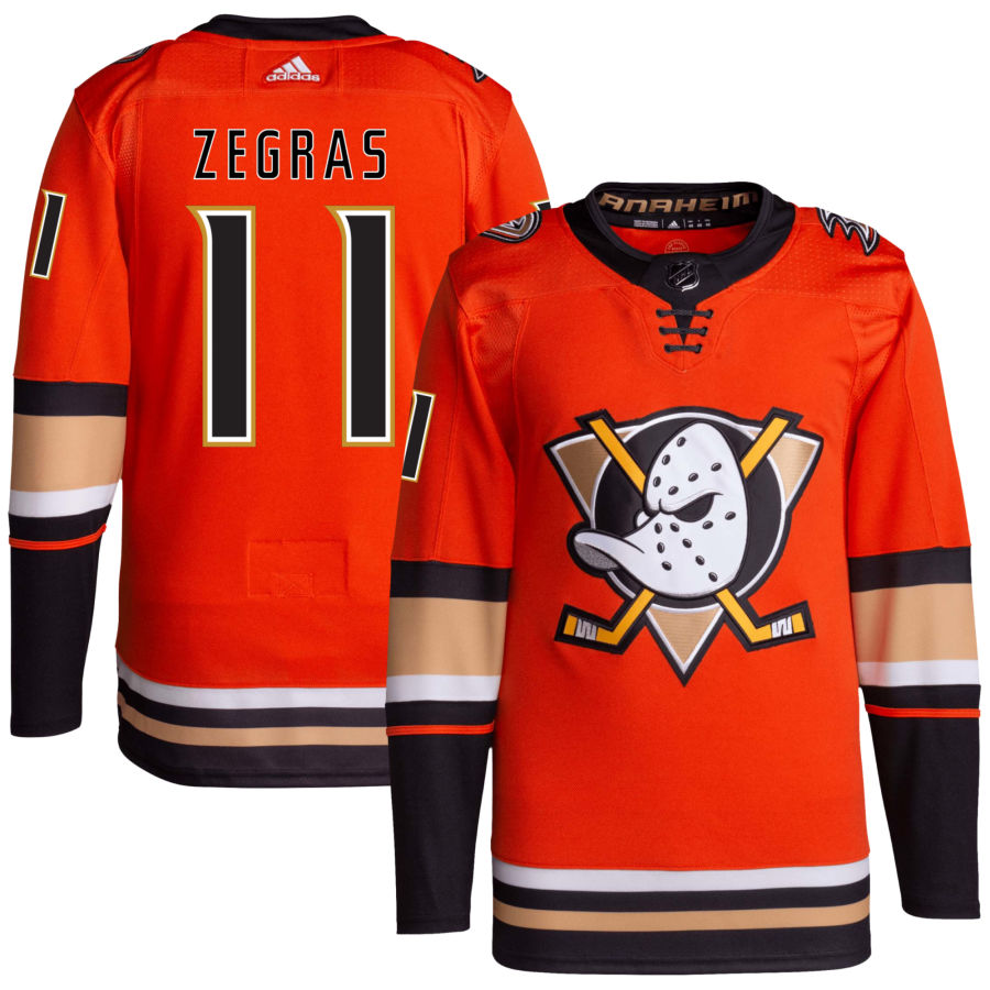 Men's Anaheim Ducks Trevor Zegras adidas Orange Alternate Primegreen Authentic Pro Jersey