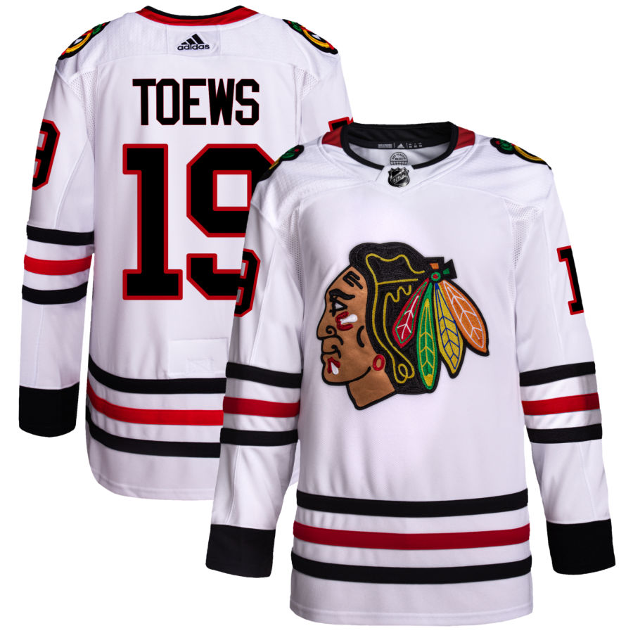 Men's Chicago Blackhawks Jonathan Toews White Away Authentic Jersey