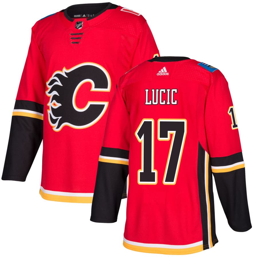 Men's Calgary Flames Milan Lucic Red Authentic Jersey