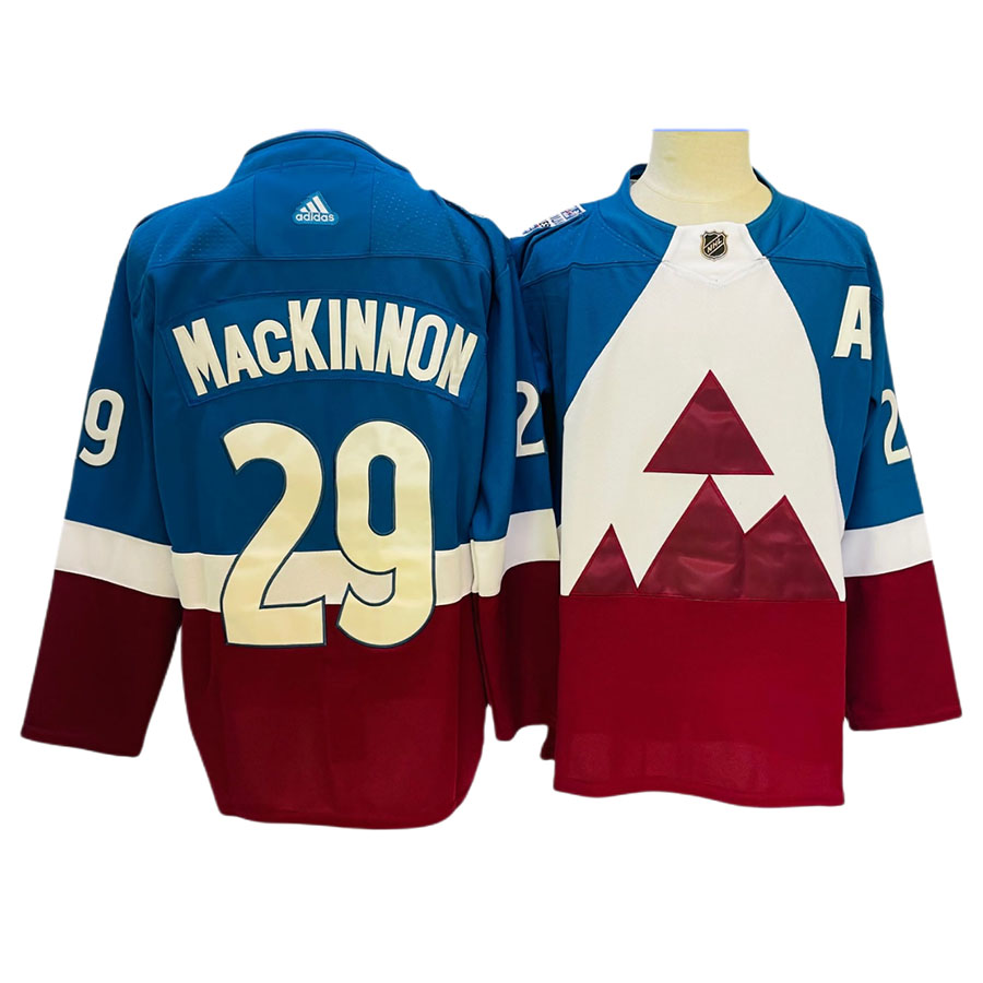 Men's Colorado Avalanche Nathan MacKinnon Blue Red Authentic Player Jersey