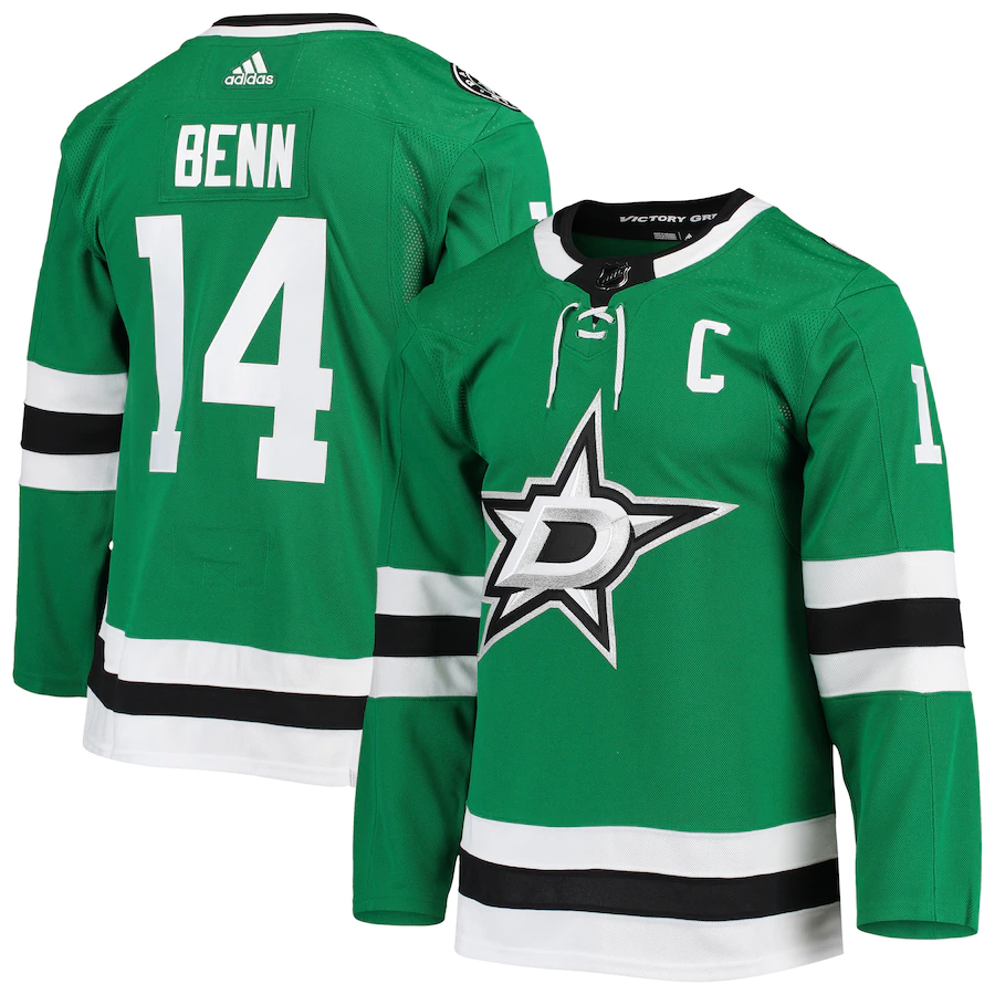 Men's Dallas Stars Jamie Benn Kelly Green Home Captain Patch Authentic Player Jersey