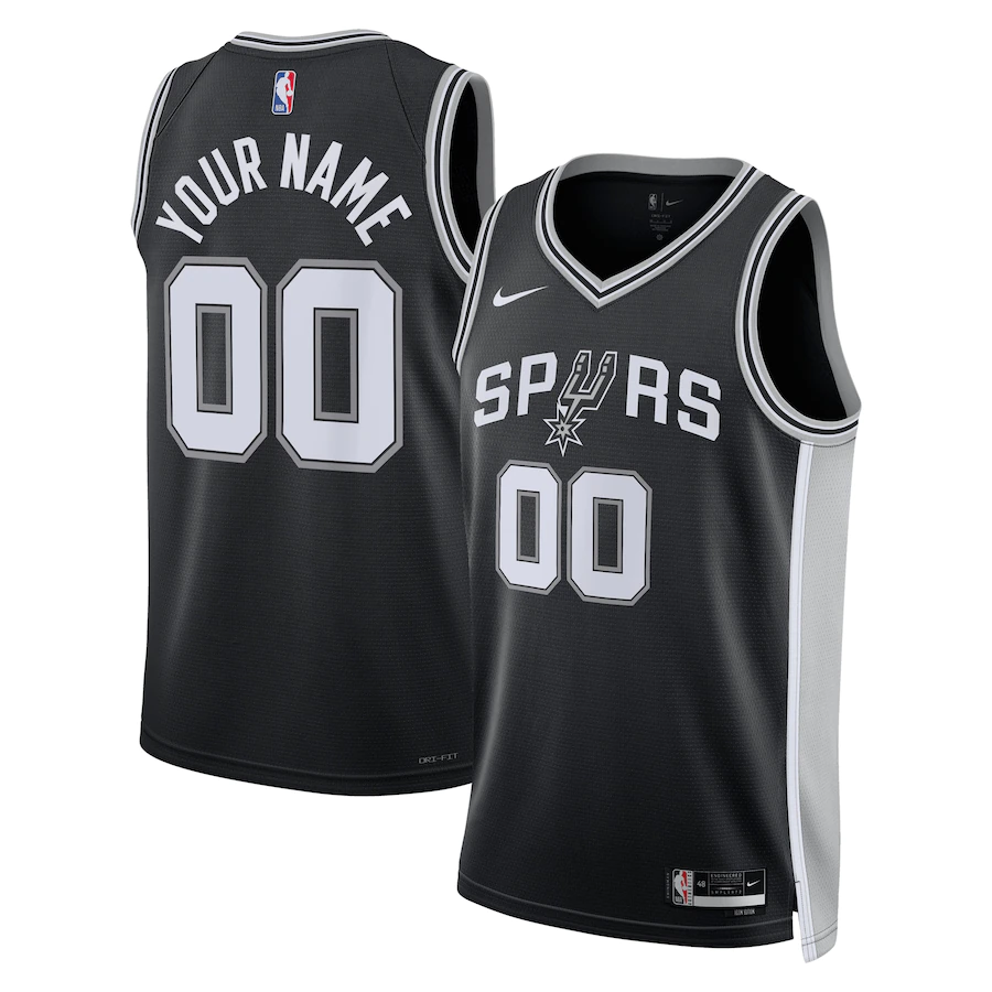 Custom San Antonio Spurs Black 2022-23 Swingman Jersey - Icon Edition