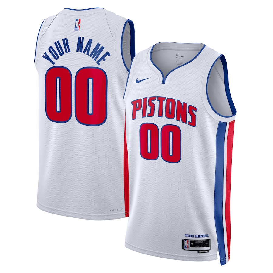 Custom Detroit Pistons White 2022-23 Swingman Jersey - Icon Edition