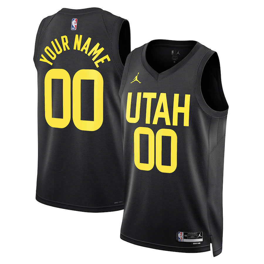 Custom Utah Jazz Jordan Brand Black 2022-23 Swingman Jersey - Statement Edition