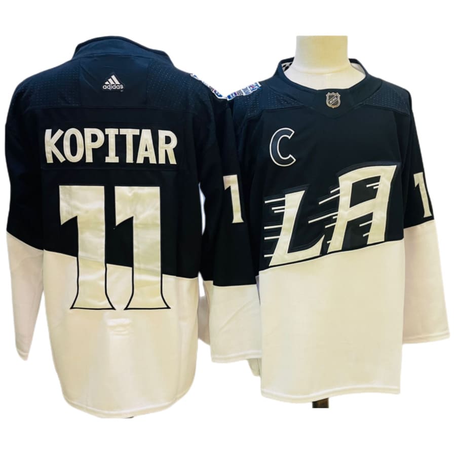 Men's Los Angeles Kings Anze Kopitar adidas Black White Classic Authentic Player Jersey