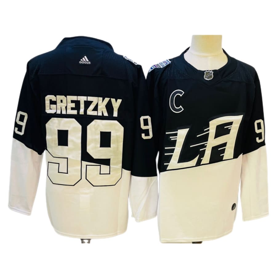 Men's Los Angeles Kings Wayne Gretzky adidas Black White Classic Authentic Player Jersey