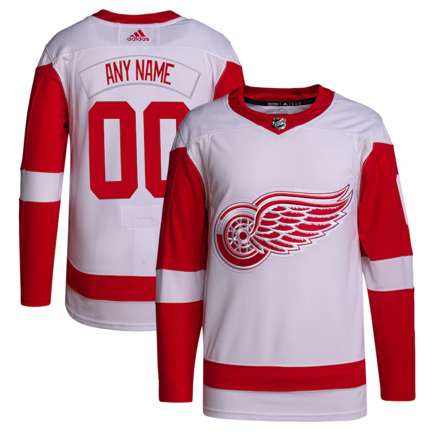 Custom Men's Detroit Red Wings adidas White Away Primegreen Authentic Player Jersey