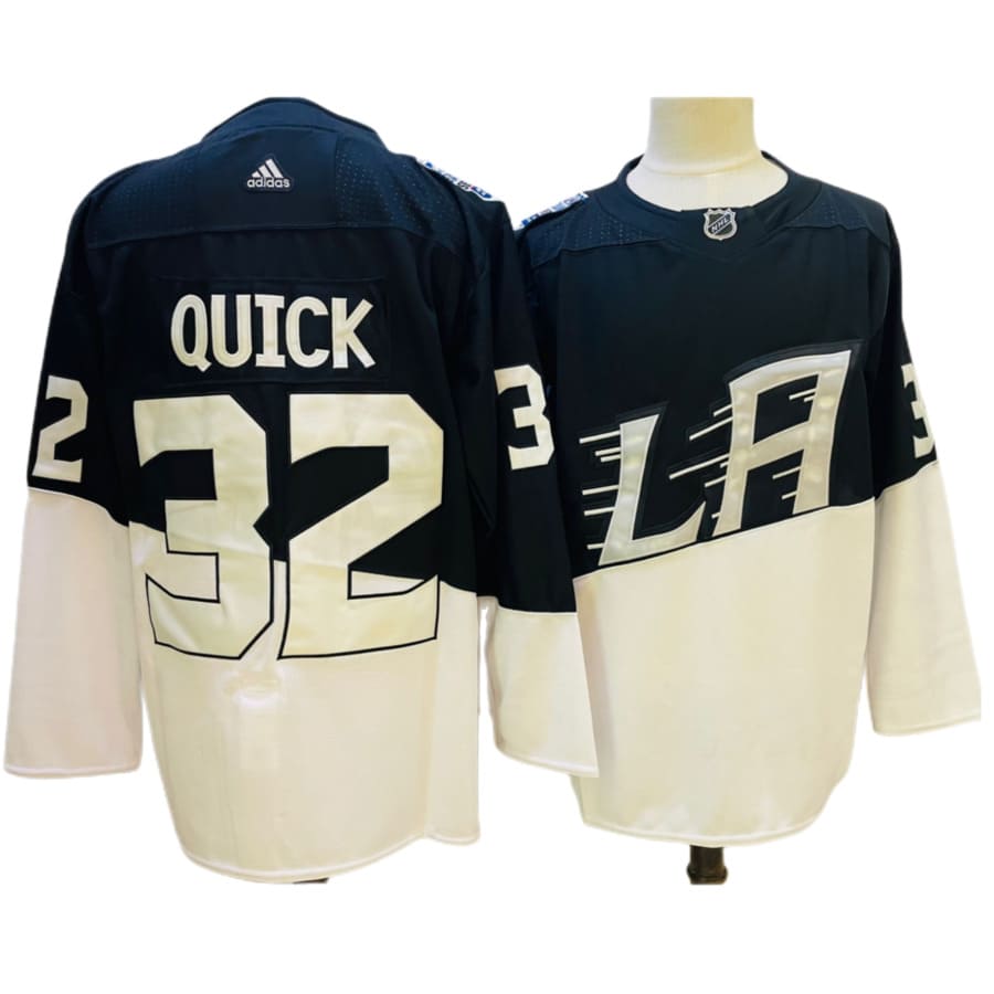 Men's Los Angeles Kings Jonathan Quick adidas Black White Classic Authentic Player Jersey
