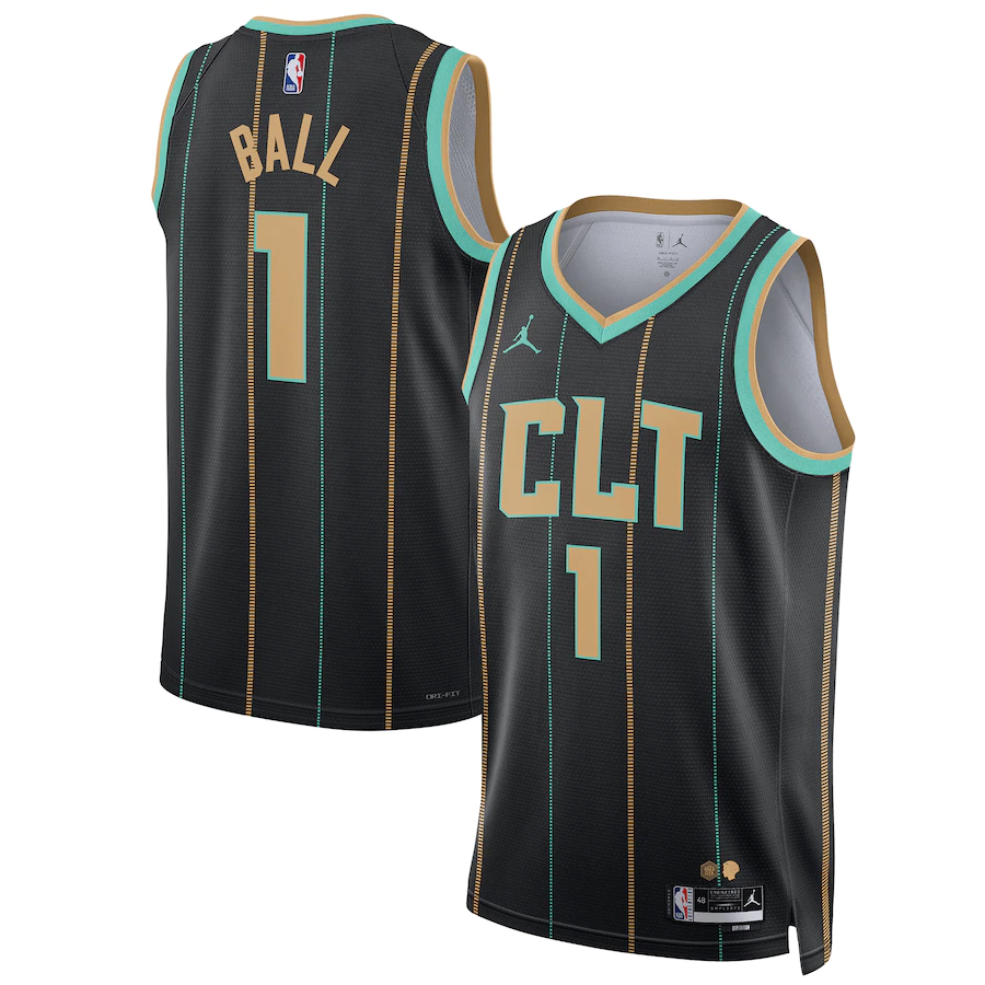Men's Charlotte Hornets LaMelo Ball Jordan Brand Black 2022-23 Swingman Jersey - City Edition