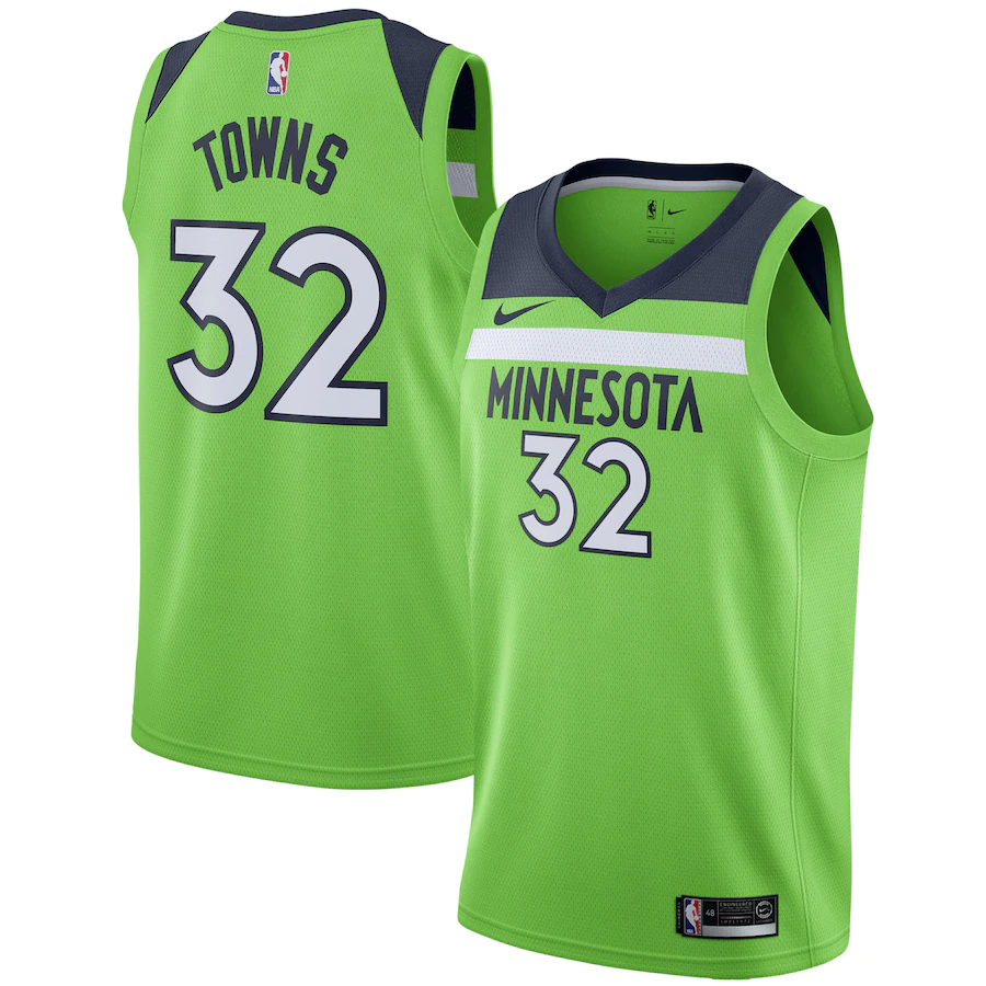 Men's Minnesota Timberwolves Karl-Anthony Towns Green Swingman Jersey Statement Edition