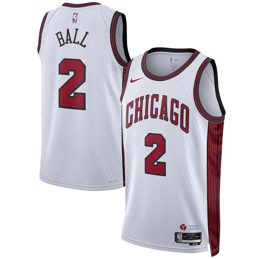 Men's Chicago Bulls Lonzo Ball White 2022-23 Swingman Jersey - City Edition