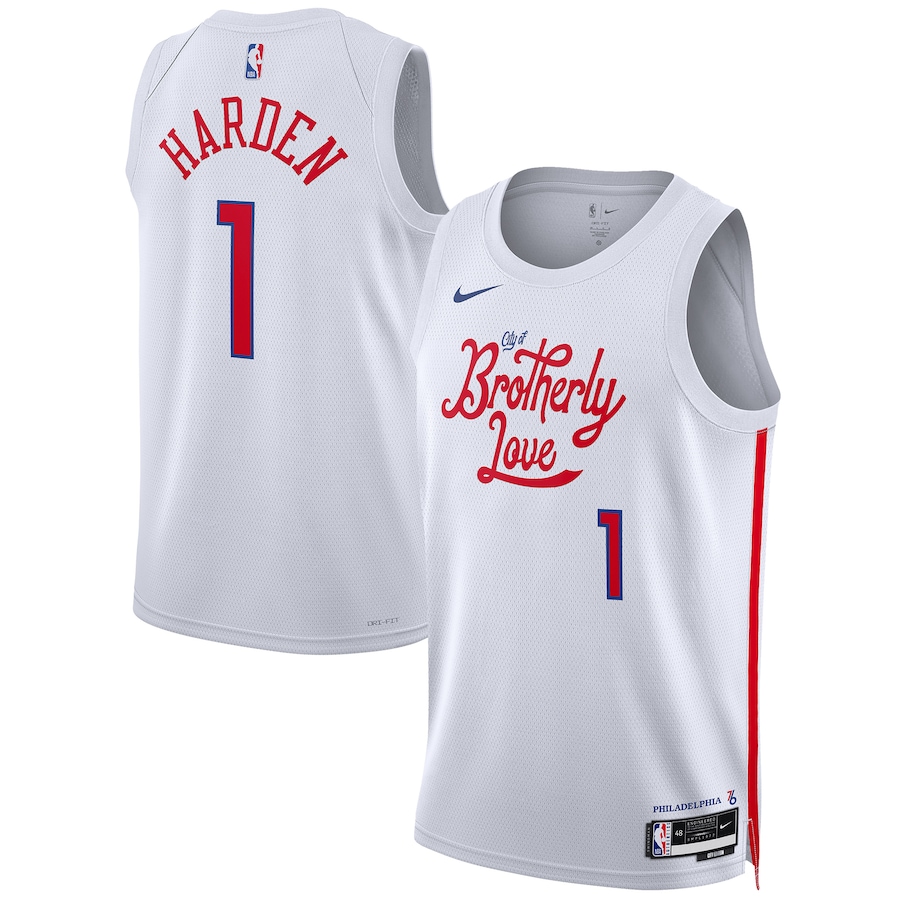 Men's Philadelphia 76ers James Harden White 2022-23 Swingman Jersey - City Edition