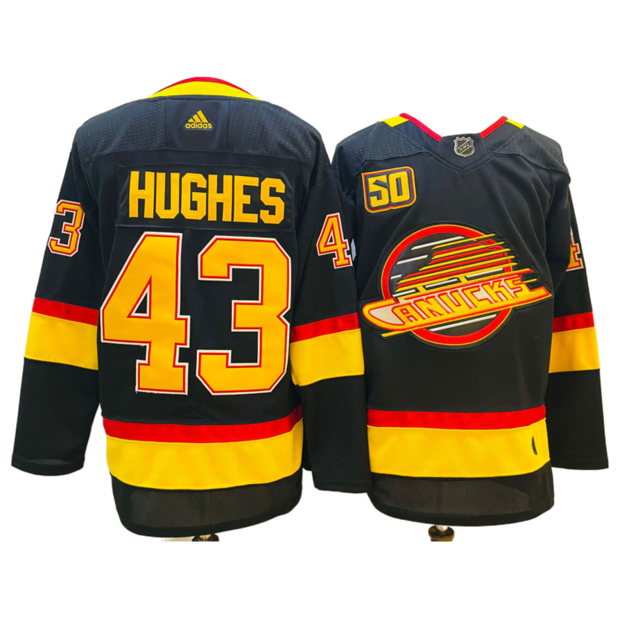 Men's Vancouver Canucks Quinn Hughes Black Alternate Authentic Player Jersey