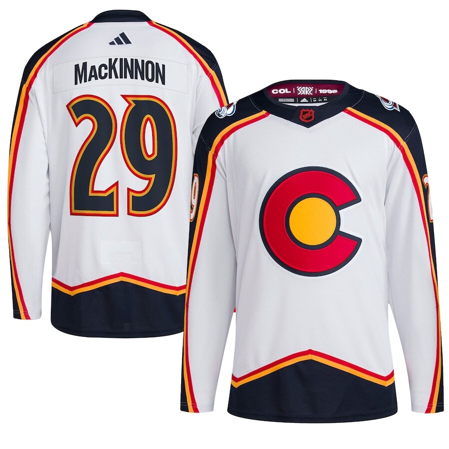 Men's Colorado Avalanche Nathan MacKinnon White Reverse Retro 2.0 Authentic Player Jersey