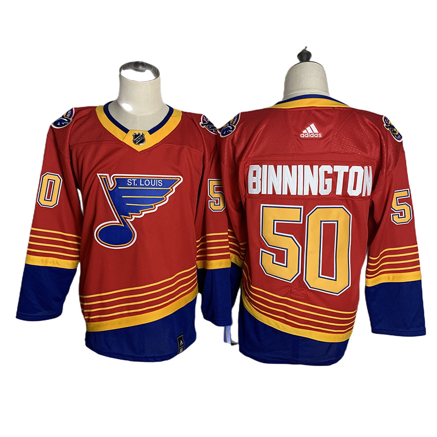 Men's St. Louis Blues Jordan Binnington Red Reverse Retro Authentic Player Jersey