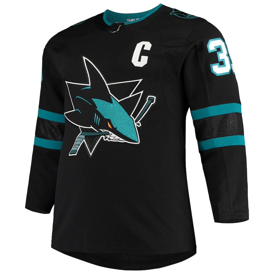 Men's San Jose Sharks Logan Couture adidas Black Alternate Authentic Player Jersey