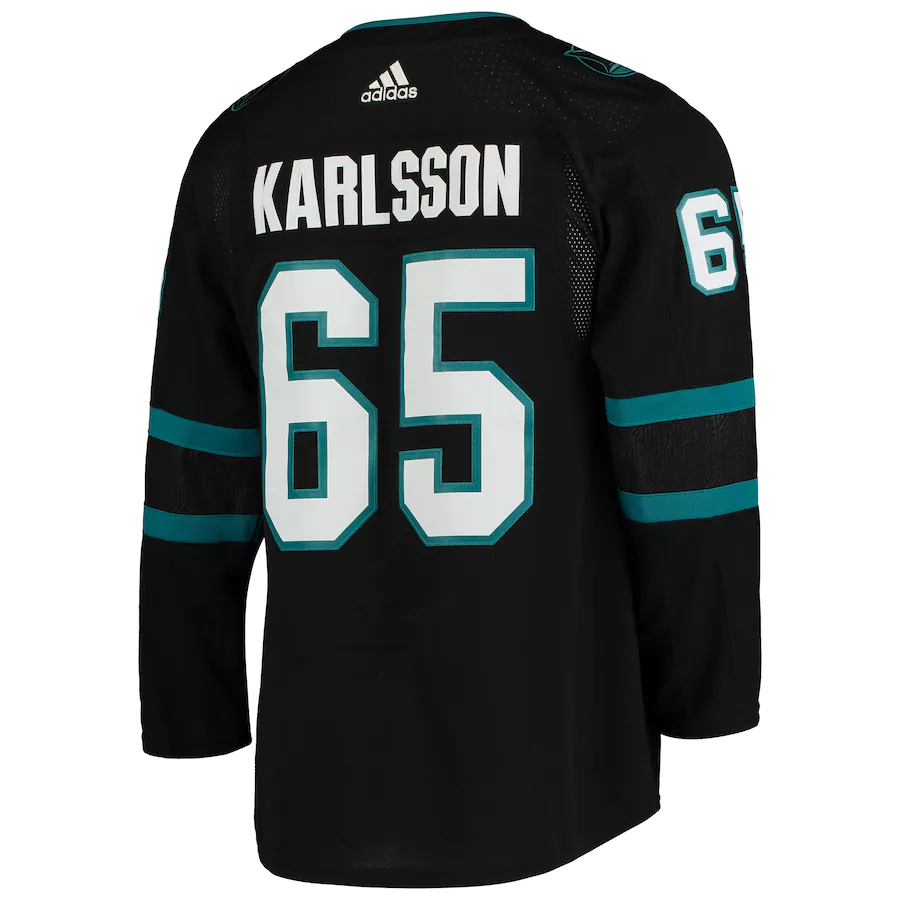 Men's San Jose Sharks Erik Karlsson adidas Black Alternate Authentic Player Jersey