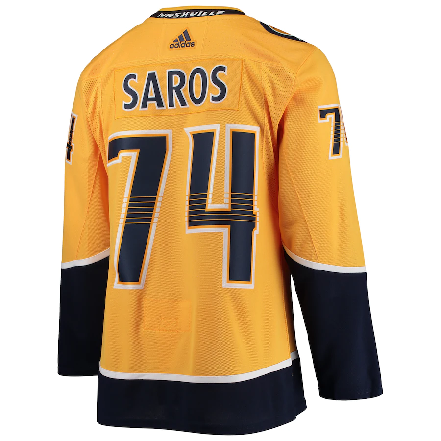 Men's Nashville Predators Juuse Saros adidas Gold Home Authentic Player Jersey