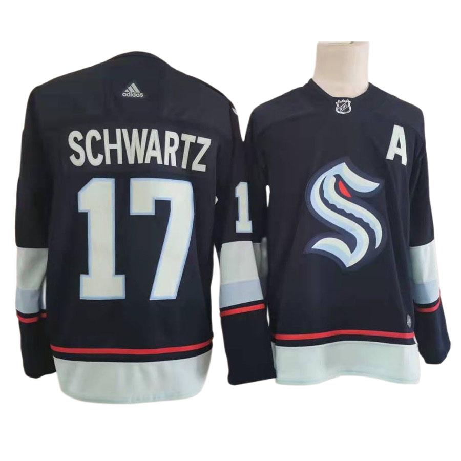 Men's Seattle Kraken Jaden Schwartz Navy Home Authentic Player Jersey