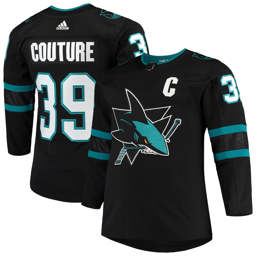 Men's San Jose Sharks Logan Couture adidas Black Alternate Authentic Player Jersey