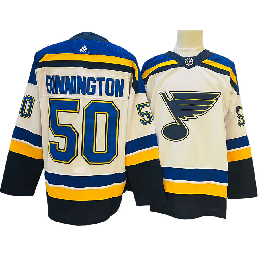 Men's St. Louis Blues Jordan Binnington White Authentic Player Jersey