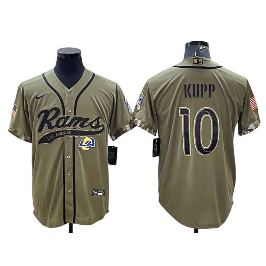 Men's Los Angeles Rams Cooper Kupp Olive Salute to Service Baseball Jersey
